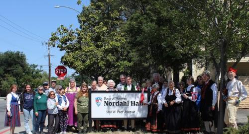 Nordahl Hall photo Hall sign1 2024 Taste of Norway